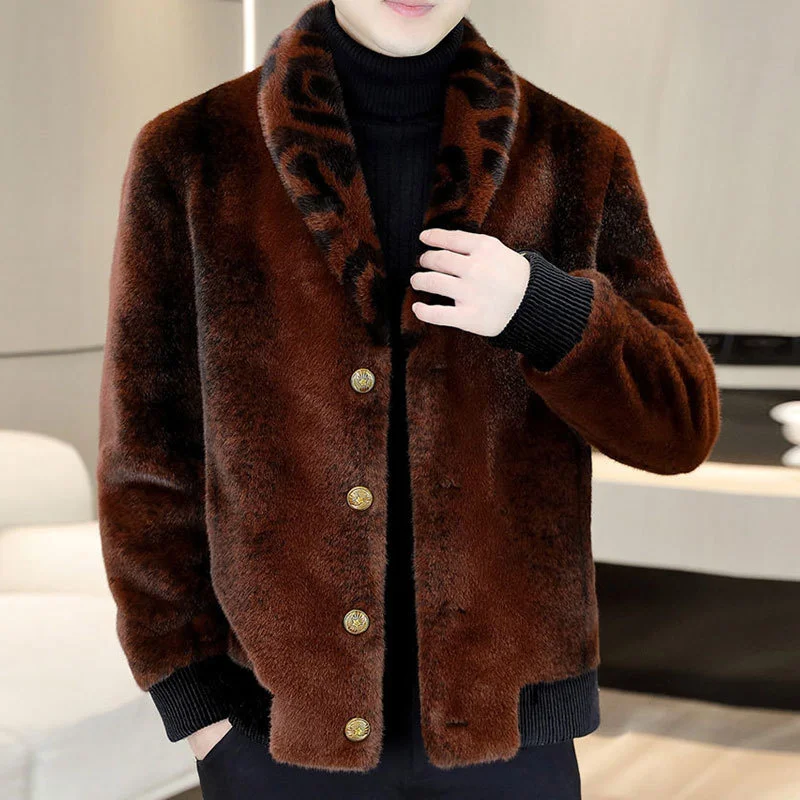 Plush Fluffy Coat Male Plus Size Warm Overcoat Men Color Contrast Lapel Stitch Coat Winter Faux Fur Mink Coat Short Brown Coat
Plush Fluffy Coat Male Plus Size Warm Overcoat Men Color Contrast Lapel Stitch Coat Winter Faux Fur Mink Coat Short Brown Coat