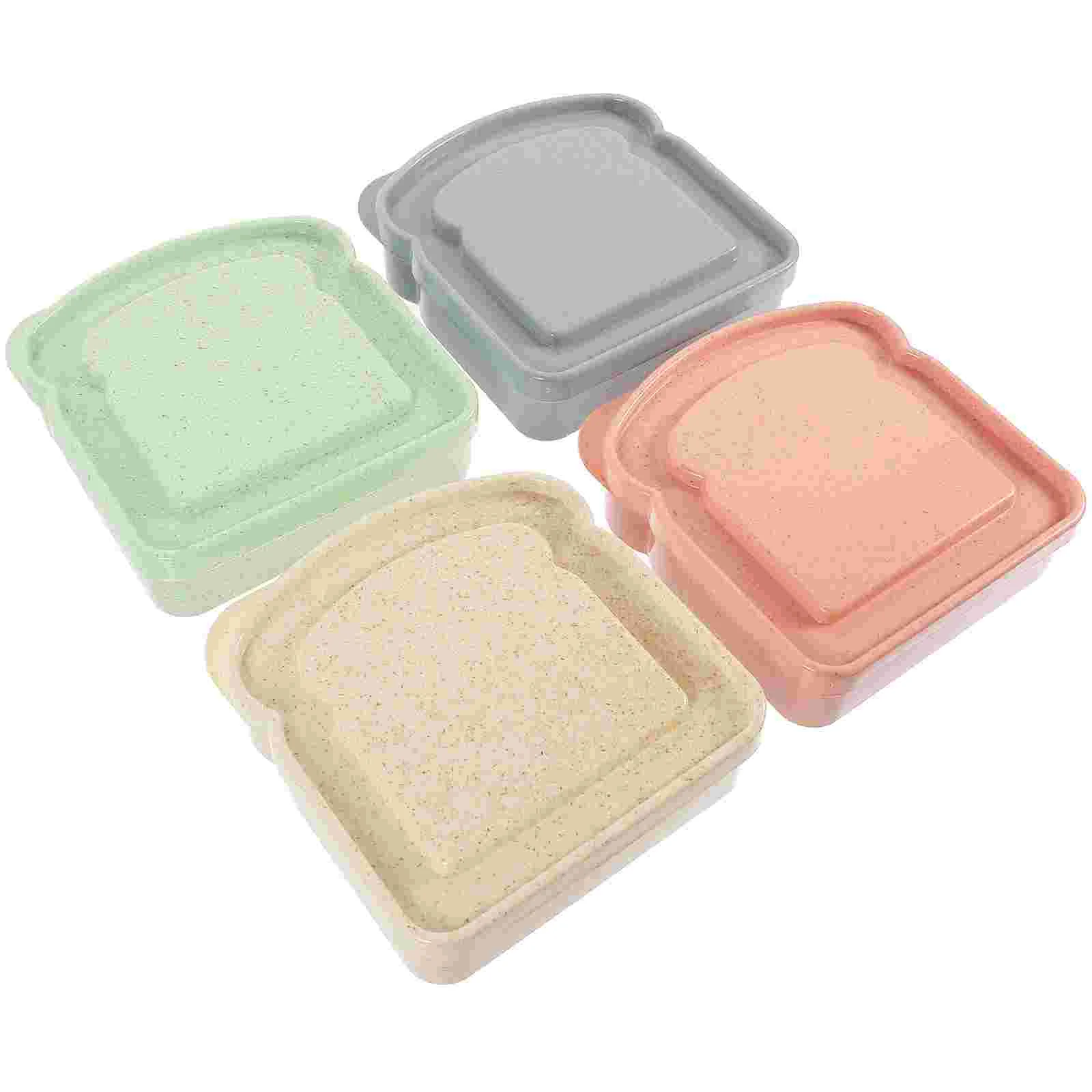 

2/4pcs Sandwich Storage Box Bread Toast Case Reusable Microwave Lunch Box Outdoor Camping Picnic Food Storage Container