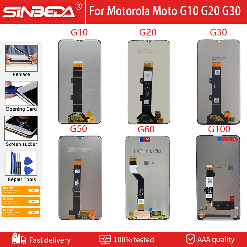 

Original For Motorola Moto G10 G20 G30 LCD Display Touch Screen Digitizer For Moto G30 G50 G60 G100 LCD Display Replacement