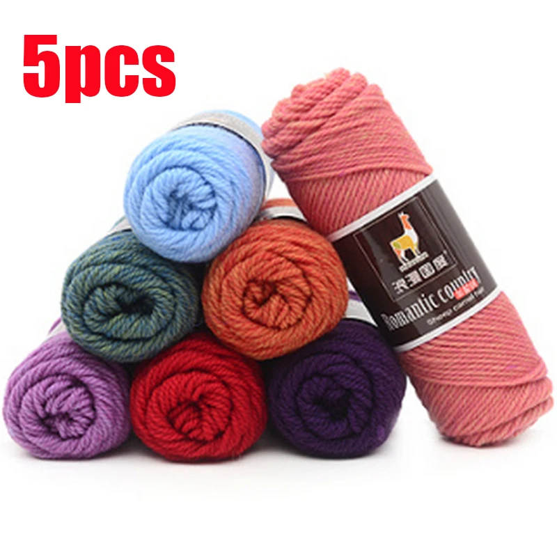 5 шт. вязальные нитки Красочные Толстая Пряжа для Вязания Детские Вязание Работы Шерстяной Пряжи для Ручного Вязания Нить 500 г/лот