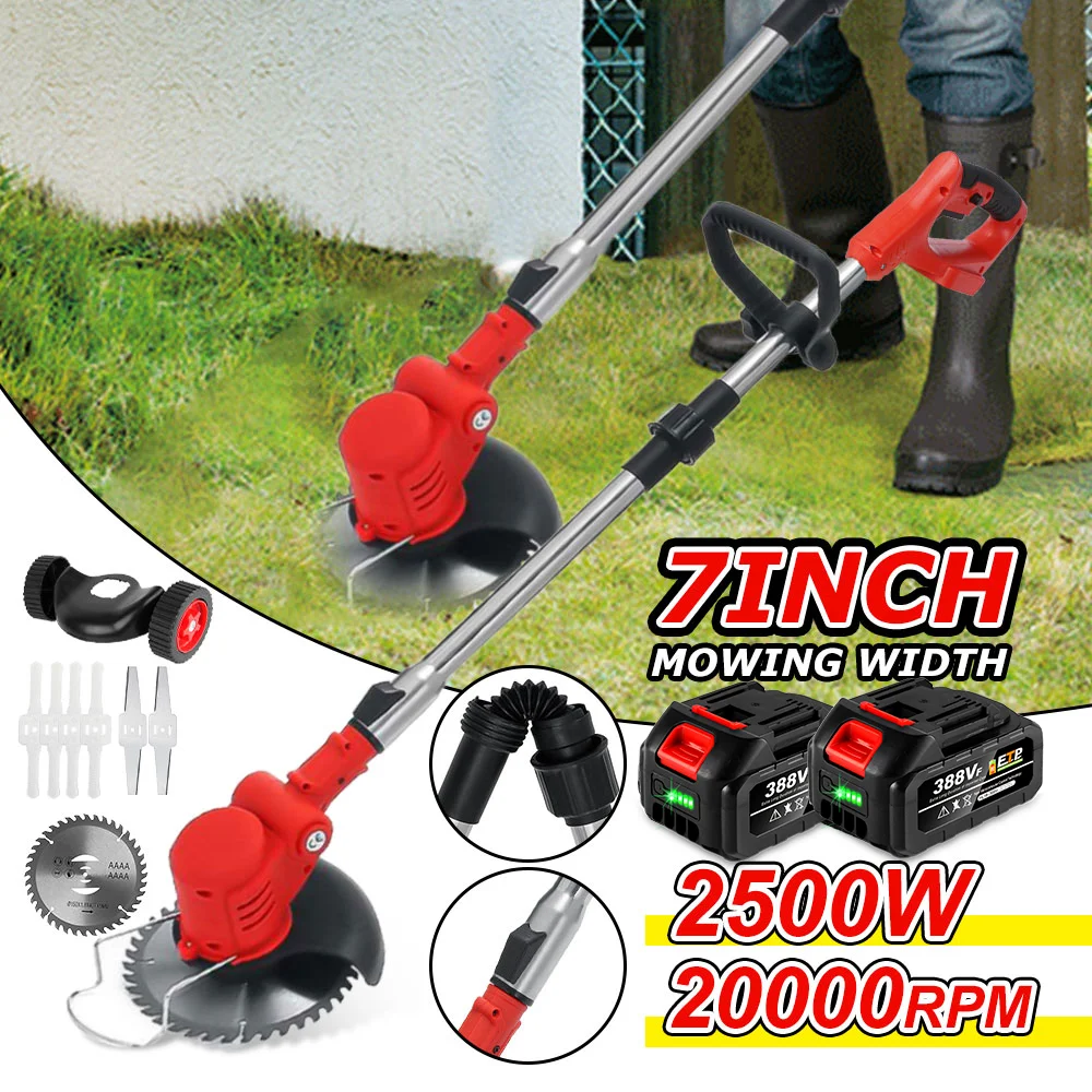 ONEVAN 2500W 388VF Adjustable Length Telescopic Cordless Lawn Mower 15000mah Battery Electric Grass Trimmer Pruning Garden Tools
ONEVAN 2500W 388VF Adjustable Length Telescopic Cordless Lawn Mower 15000mah Battery Electric Grass Trimmer Pruning Garden Tools