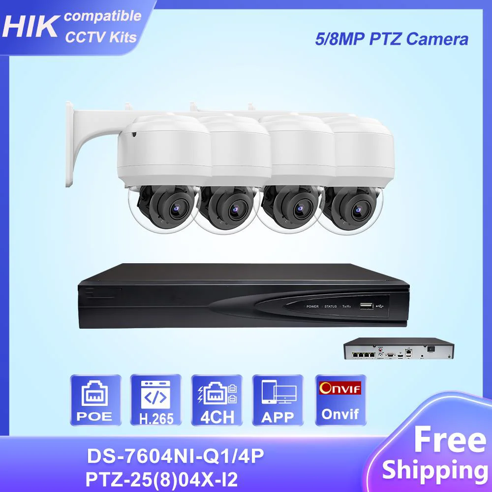 HIK совместимые наборы 4 шт. 8MP 4X оптический зум PTZ камера и HIK 4CH POE NVR DS-7604NI-Q1/4P система видеонаблюдения CCTV
HIK совместимые наборы 4 шт. 8MP 4X оптический зум PTZ камера и HIK 4CH POE NVR DS-7604NI-Q1/4P система видеонаблюдения CCTV