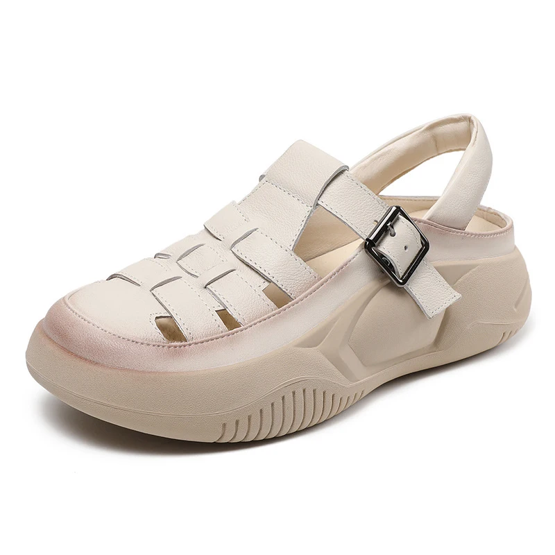 Сандалии женские из натуральной кожи, перфорированная Повседневная Уличная обувь с закрытым носком, на толстой подошве, лето 2023
Сандалии женские из натуральной кожи, перфорированная Повседневная Уличная обувь с закрытым носком, на толстой подошве, лето 2023