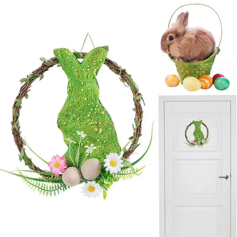 

Пасхальный венок, Пасхальный венок с кроликом, весеннее украшение, Пасхальная дверь, вешалка с Пастельными яйцами, настенное пасхальное укр...