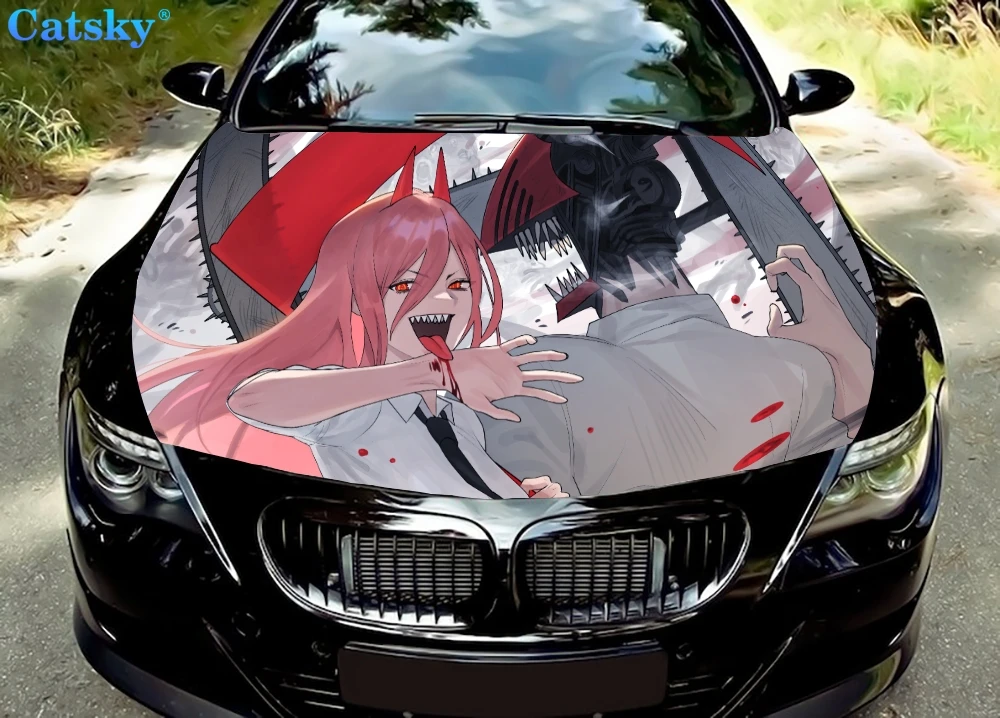 

Custom Anime Chainsaw Man Car Hood Wrap Vinyl Sticker, Full Color Graphic Bonnet Decal, Car Accessories Side Decal Fit Any Car
