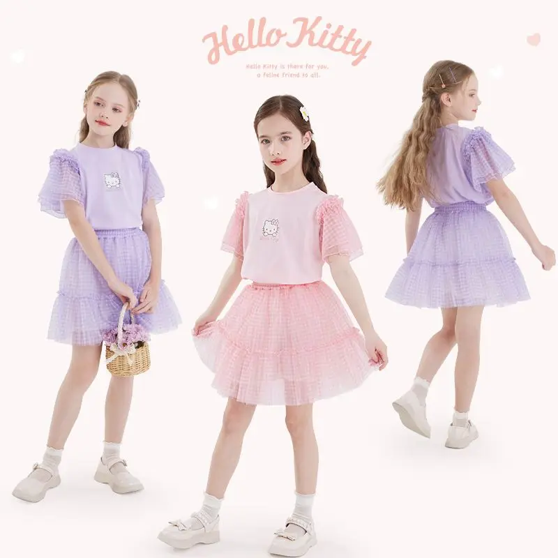 Girly Heart Kawaii Hello Kitty Sanrio Anime Short Sleeve Dress Summer Cute Cartoon T-Shirt Gauze Skirt Two-Piece Kids Toys
Girly Heart Kawaii Hello Kitty Sanrio Anime Short Sleeve Dress Summer Cute Cartoon T-Shirt Gauze Skirt Two-Piece Kids Toys