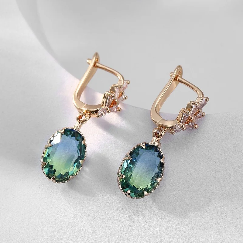 Exquisite Green Color Oval Zircon Dangle Earrings for Women Luxury Romantic Gold Plated Earring Wedding Party Gifts Boho Jewelry
Exquisite Green Color Oval Zircon Dangle Earrings for Women Luxury Romantic Gold Plated Earring Wedding Party Gifts Boho Jewelry
