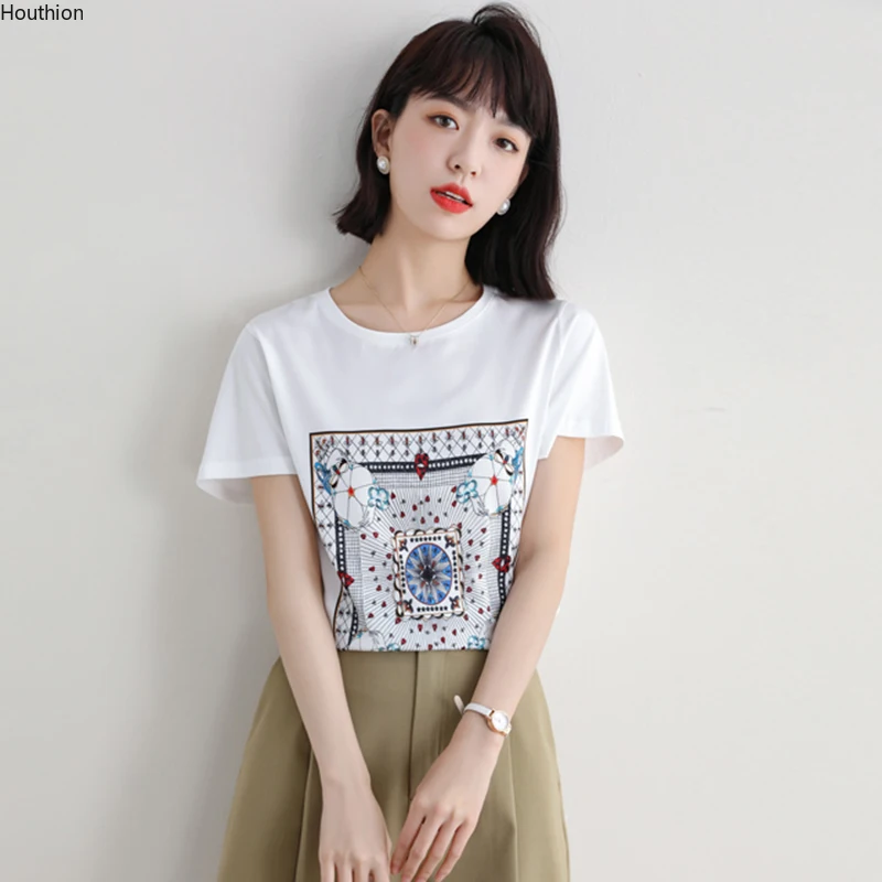 Women's T-shirt Print O-neck Tees Fashion Casual Loose Cotton Lady T Shirt Short Sleeve Top 20084
Women's T-shirt Print O-neck Tees Fashion Casual Loose Cotton Lady T Shirt Short Sleeve Top 20084