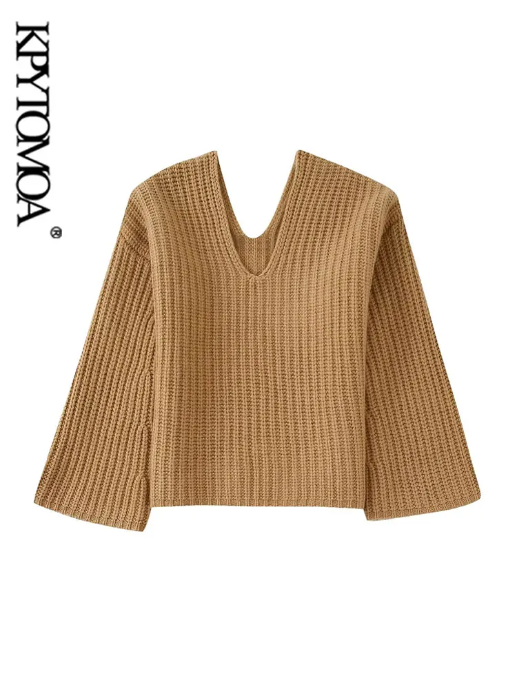 Модный женский плотный теплый Свободный вязаный свитер KPYTOMOA, винтажные женские пуловеры с V-образным вырезом и длинным рукавом, шикарные топы 
Модный женский плотный теплый Свободный вязаный свитер KPYTOMOA, винтажные женские пуловеры с V-образным вырезом и длинным рукавом, шикарные топы