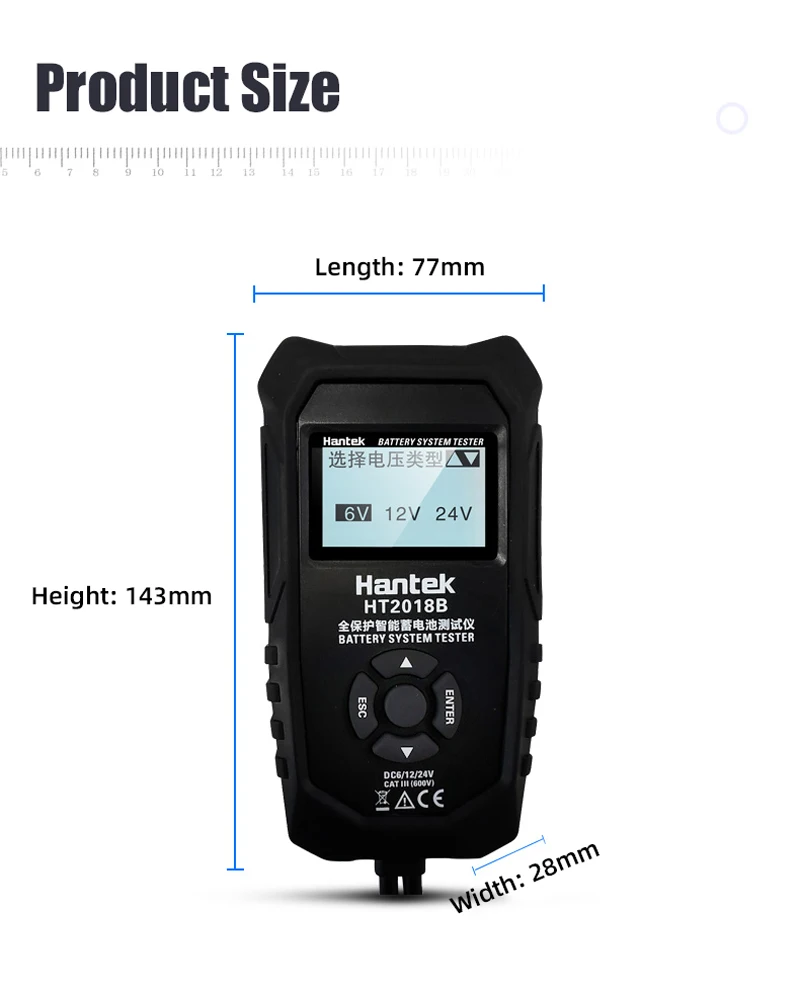 HT2018B 6/12/24V Auto Charging Test Analyzer For Car Starting Voltage Test Vehicle Battery System Tester Instrument Tool
HT2018B 6/12/24V Auto Charging Test Analyzer For Car Starting Voltage Test Vehicle Battery System Tester Instrument Tool