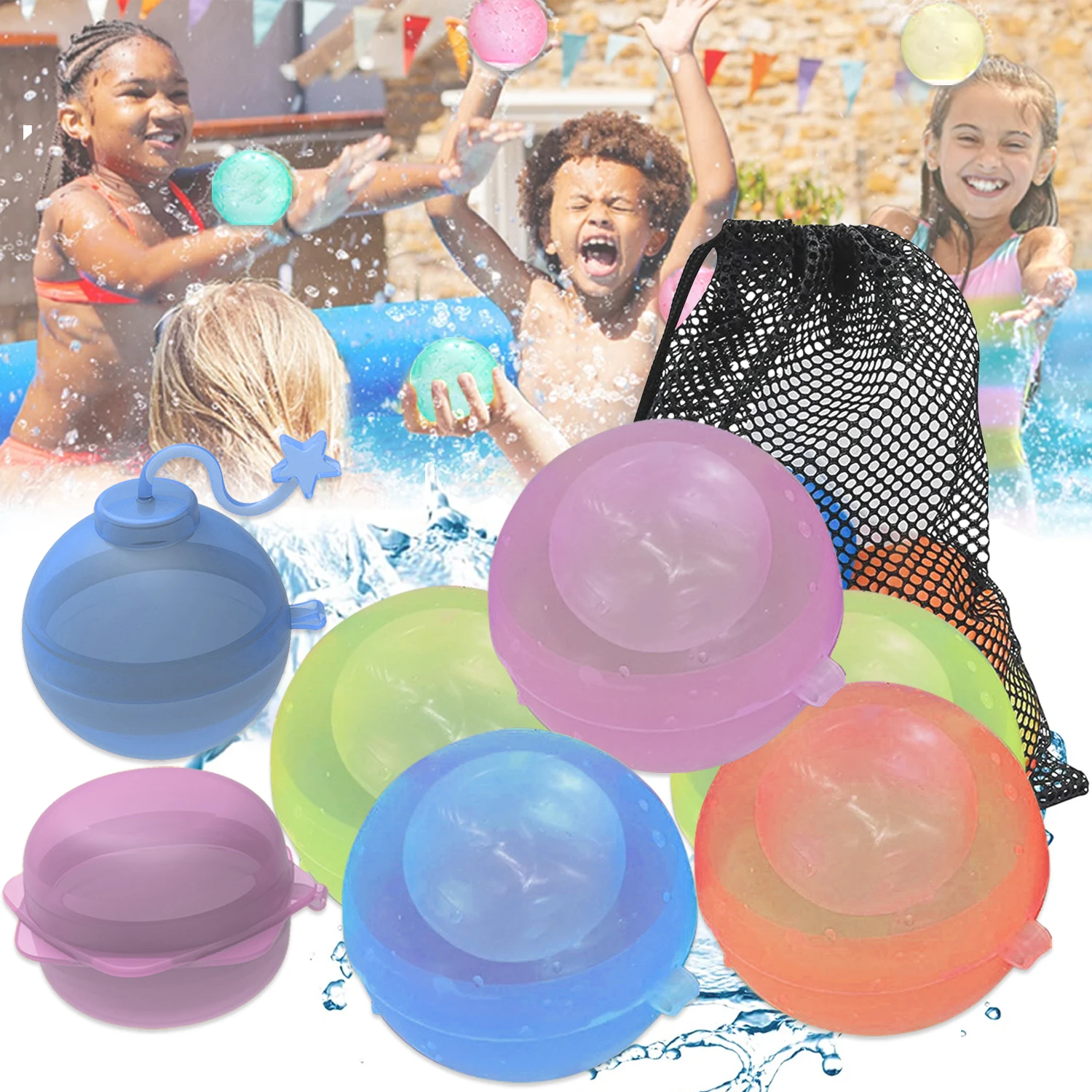 5Pcs Water Bomb Splash Balls Novel Waterfall Ball Toy Reusable Water Balloons Kids Outdoor Water Pool Beach Party Pool Toys
5Pcs Water Bomb Splash Balls Novel Waterfall Ball Toy Reusable Water Balloons Kids Outdoor Water Pool Beach Party Pool Toys