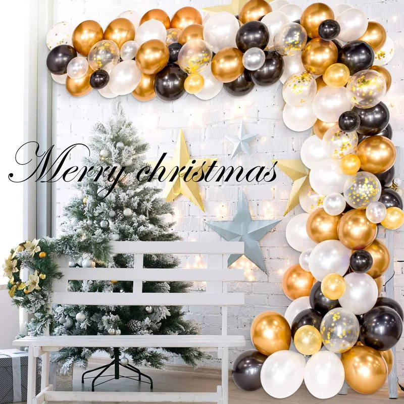 120PCS Latex Balloon Decoration Set Chain Combination Black Gold Garland Merry Christmas Birthday Wedding Home New Years Arch
120PCS Latex Balloon Decoration Set Chain Combination Black Gold Garland Merry Christmas Birthday Wedding Home New Years Arch