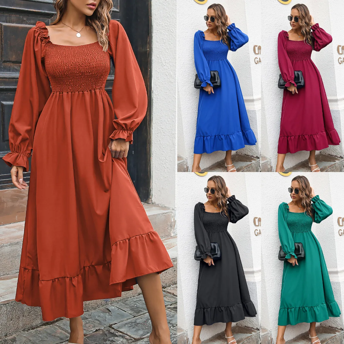 Spring Autumn Long Dress Women Vintage Elegant Ruffle Hem Large Swing Winter Casual Square Collar Long Sleeve Fashion Street
Spring Autumn Long Dress Women Vintage Elegant Ruffle Hem Large Swing Winter Casual Square Collar Long Sleeve Fashion Street