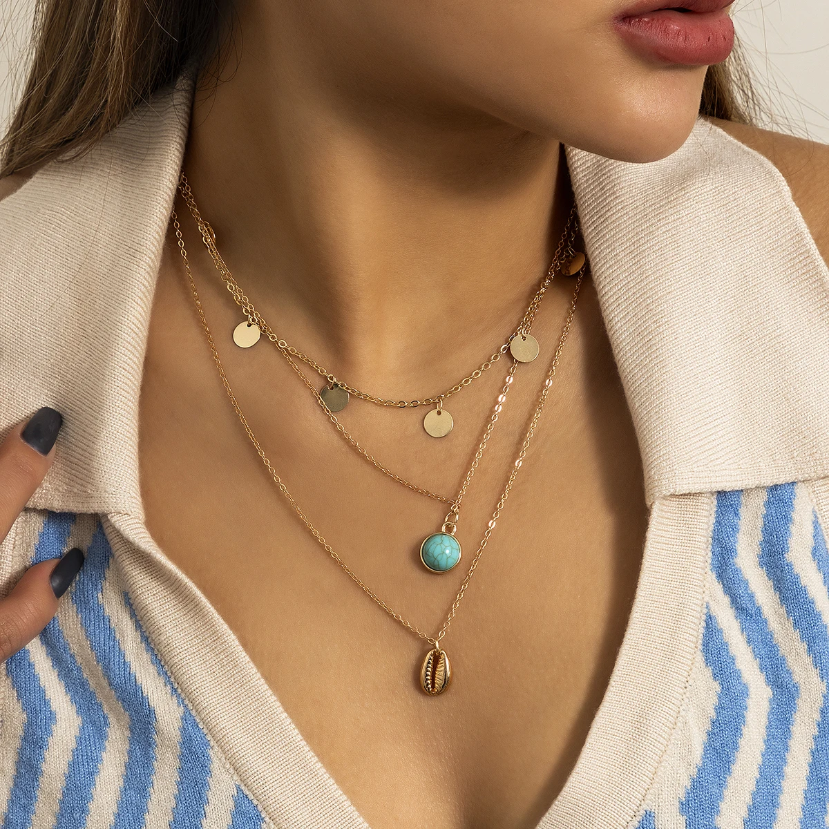 New Bohemia Geometric Sequins Metal Shell Pendant Necklace For Women Fashion Multi Layer Thin Link Chain Choker Collier Jewelry
New Bohemia Geometric Sequins Metal Shell Pendant Necklace For Women Fashion Multi Layer Thin Link Chain Choker Collier Jewelry