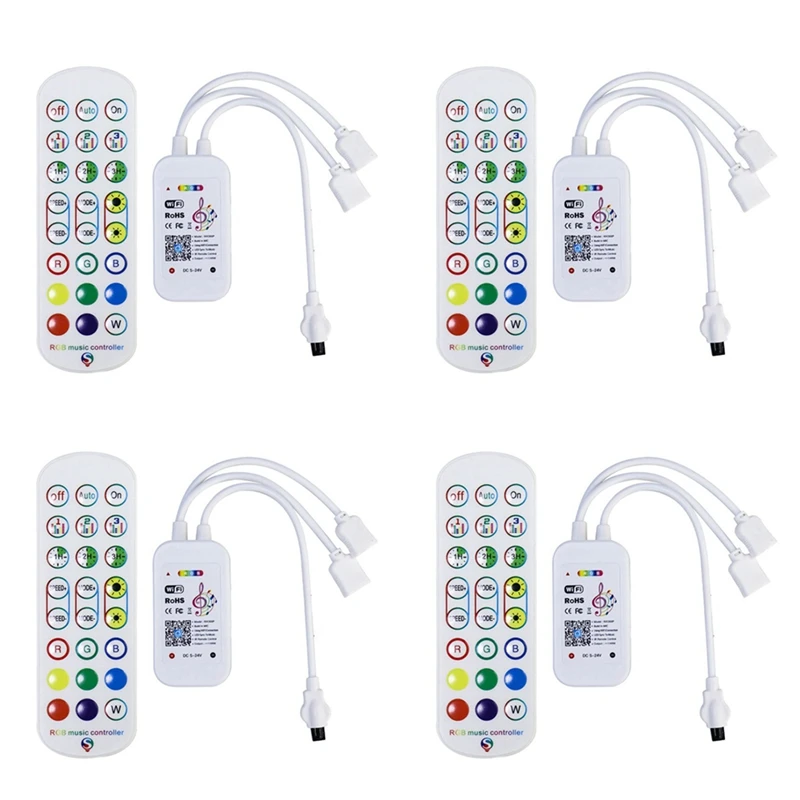 Контроллер для светодиодной ленты 4X Tuya, Wifi, RGB, 3528, 2835, 5050, с пультом ДУ на 24 клавиши
Контроллер для светодиодной ленты 4X Tuya, Wifi, RGB, 3528, 2835, 5050, с пультом ДУ на 24 клавиши