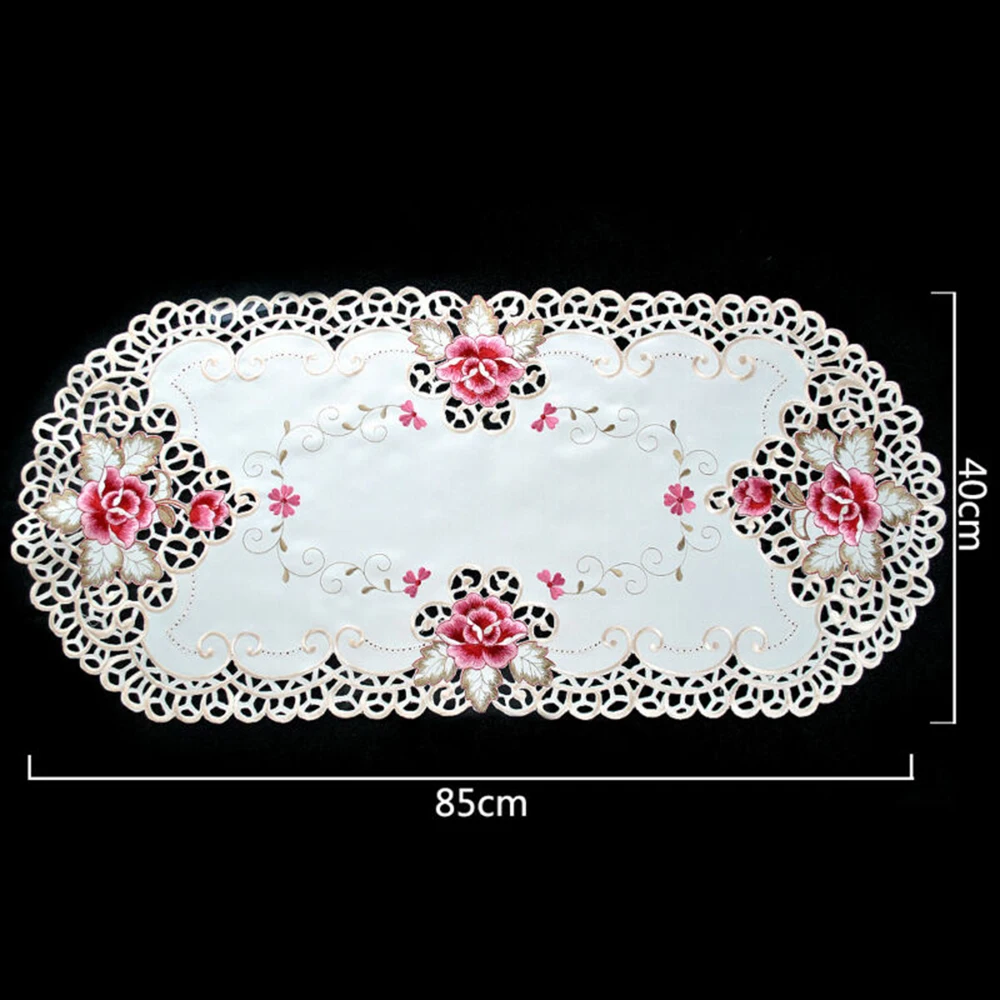 

Durable High quality New Tablecloth Small Table Cover Home Decor Oval Reusable Satin Fabric Table Runners White