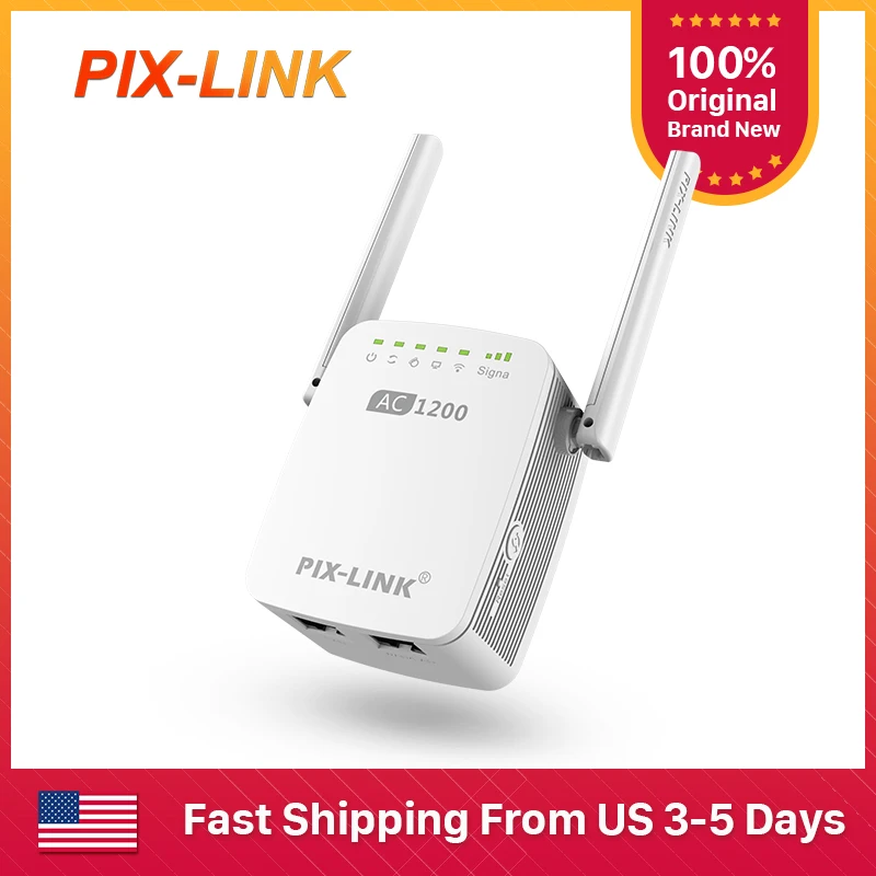 

PIXLINK 1200Mbps Wifi Repeater Wireless-AC Dual Band 2.4/5G Wi-Fi Router Extender Signal Booster AP Mode 2 Antennas LV-AC12