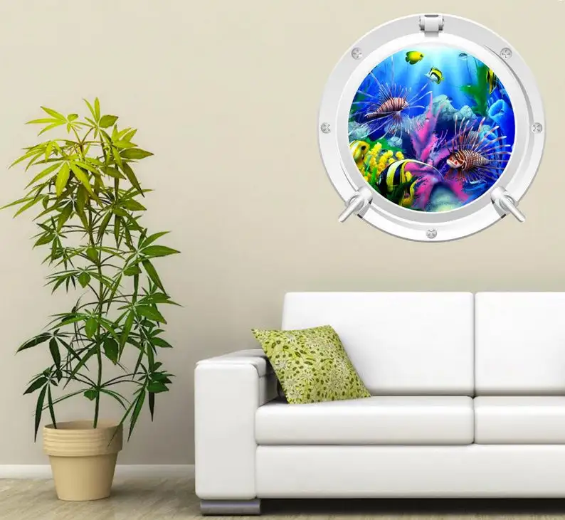 Tropical Fish Porthole Wall Decal, Aquarium 3D Window Sticker, Kids Room Decor, Removable Peel and Stick Wall Art, Printed Under
Tropical Fish Porthole Wall Decal, Aquarium 3D Window Sticker, Kids Room Decor, Removable Peel and Stick Wall Art, Printed Under