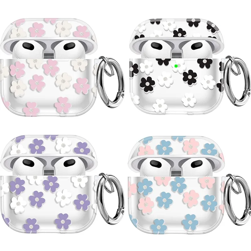 Модные прозрачные наушники в Корейском стиле с цветами для Apple Airpods Pro 3
