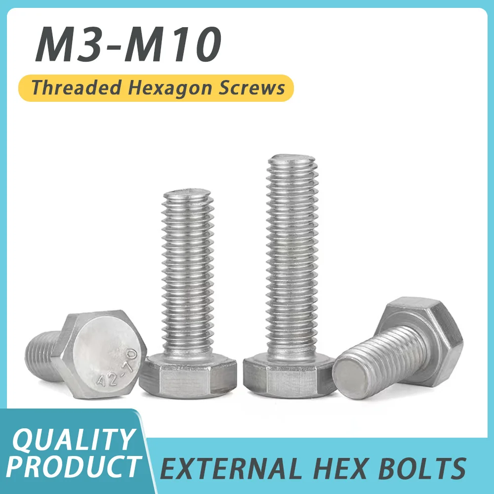 M3 M4 M5 M6 M8 M10 External Hex Bolts Stainless Steel Metric Full Thread Hexagon Head Cap Screw Bolts Locking Kit Metalworking
M3 M4 M5 M6 M8 M10 External Hex Bolts Stainless Steel Metric Full Thread Hexagon Head Cap Screw Bolts Locking Kit Metalworking