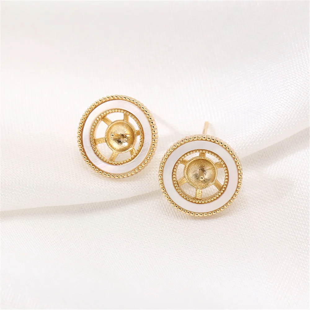 14K gold color S925 silver needle round shell pearl earrings DIY accessories accessories
14K gold color S925 silver needle round shell pearl earrings DIY accessories accessories