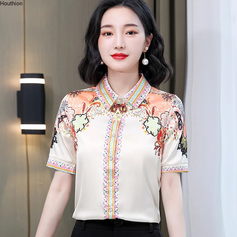 Summer New Women's Blouse Polo Shirt Short Sleeve Top Stitching Printing Satin Casual Fashion Loose
Summer New Women's Blouse Polo Shirt Short Sleeve Top Stitching Printing Satin Casual Fashion Loose