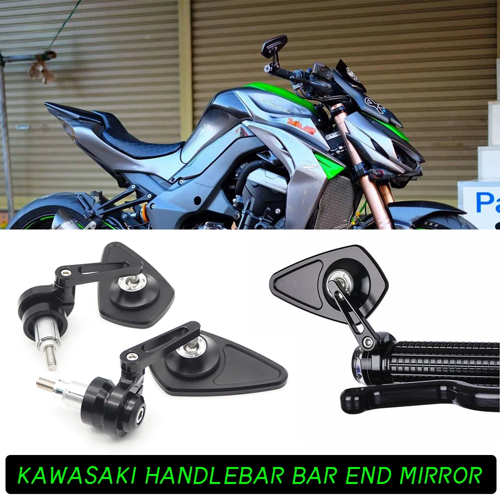 

Motorcycle Black CNC Aluminium Handlebar Bar End Mirror M8 8MM Bolt-on for KAWASAKI Z800 Z900 Z900RS ZH2 Z1000 Z400 Z1000R