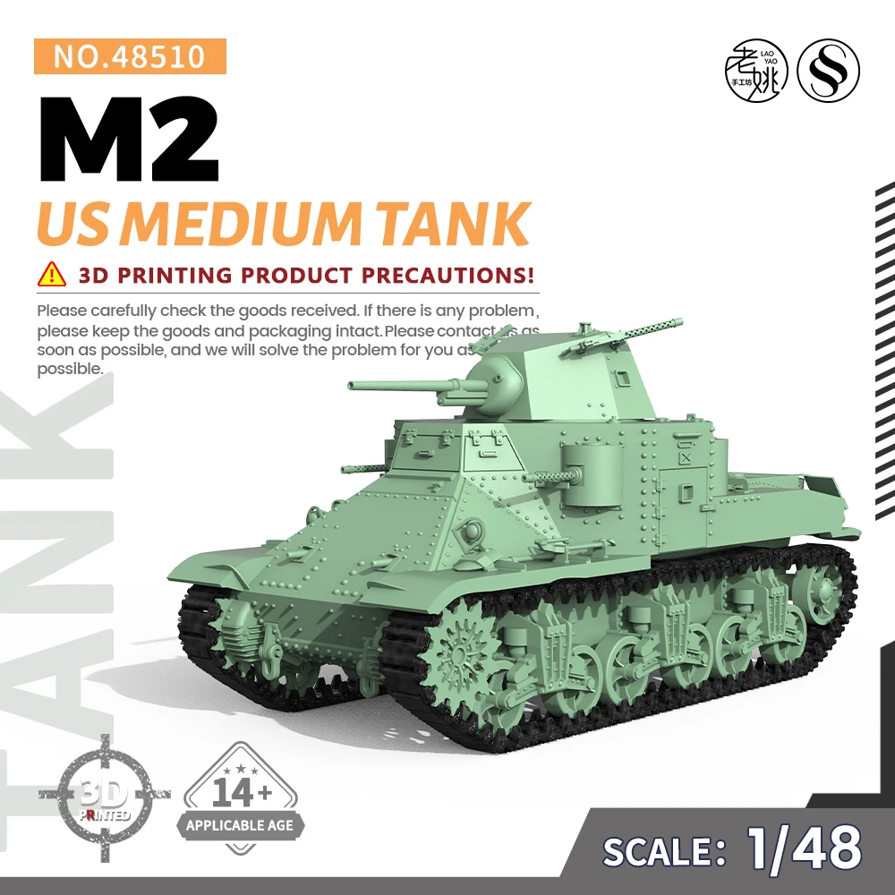 Pre-sale 7! SSMODEL 48510 1/48 V2.1 3D Printed Resin Model Kit US M2 Medium Tank
Pre-sale 7! SSMODEL 48510 1/48 V2.1 3D Printed Resin Model Kit US M2 Medium Tank