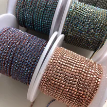 ss6 2mm Rhinestone cup chain,clear rose gold blue fashion decoration trim,dense and closed garment DIY crystal trimming
