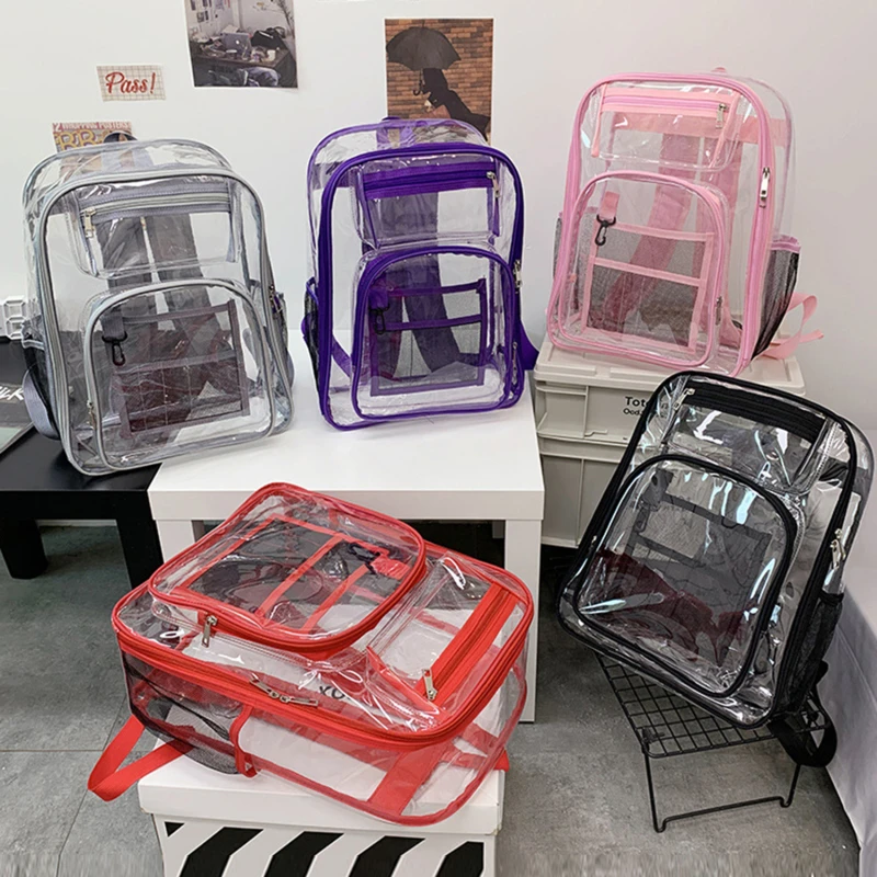 Transparent PVC Backpack for Women Durable and Lightweight Transparent Backpack for Women's Travel and Outdoor Activities
Transparent PVC Backpack for Women Durable and Lightweight Transparent Backpack for Women's Travel and Outdoor Activities