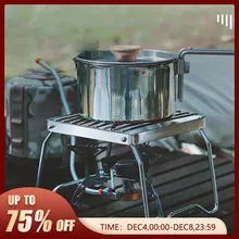 Outdoor Stainless Steel Stove Holder Camping Portable Folding Mini Barbecue Rack Set Pot Holder Baking Tray Holder