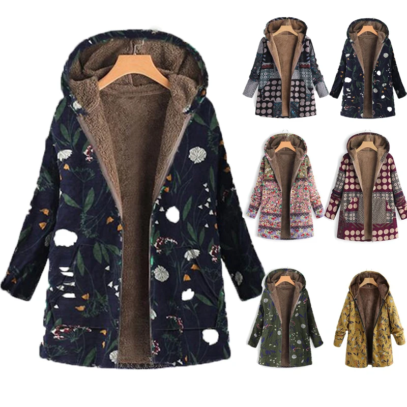 Women Print Winter Coat Casual PlusSize Fluffy Fleece Cozy Women Coat Warm Long Sleeve Zipper Hooded Female Coat Outwear
Women Print Winter Coat Casual PlusSize Fluffy Fleece Cozy Women Coat Warm Long Sleeve Zipper Hooded Female Coat Outwear