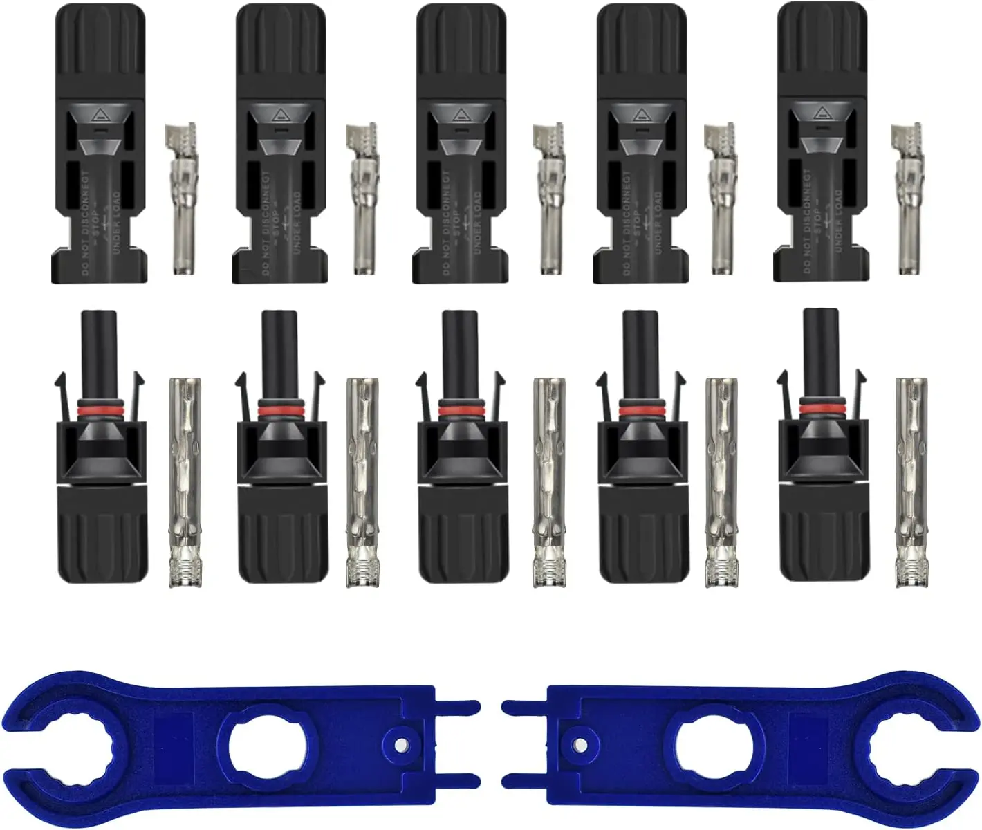 10 PCS Solar Connectors with Spanners MC4 Solar Panel Cable Connector IP67 Waterproof 5 Pairs PV Connectors Male/Female 14~10AWG
10 PCS Solar Connectors with Spanners MC4 Solar Panel Cable Connector IP67 Waterproof 5 Pairs PV Connectors Male/Female 14~10AWG