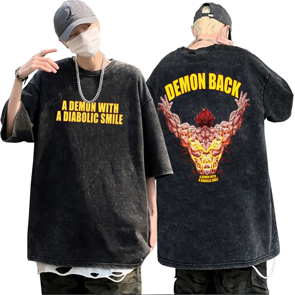 Japanese Anime Baki Demon Back Graphic T Shirt Short Sleeve Mens Wash Vintage Black Oversized Tees Men Harajuku Manga 90s Tshirt
Japanese Anime Baki Demon Back Graphic T Shirt Short Sleeve Mens Wash Vintage Black Oversized Tees Men Harajuku Manga 90s Tshirt