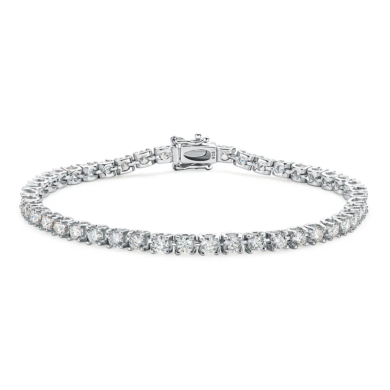 

Genuine 4.6 Carat S925 Sterling Silver Moissanite Bracelet Inlaid with 46 3mm Round Moissanite Bracelets for Women Gift