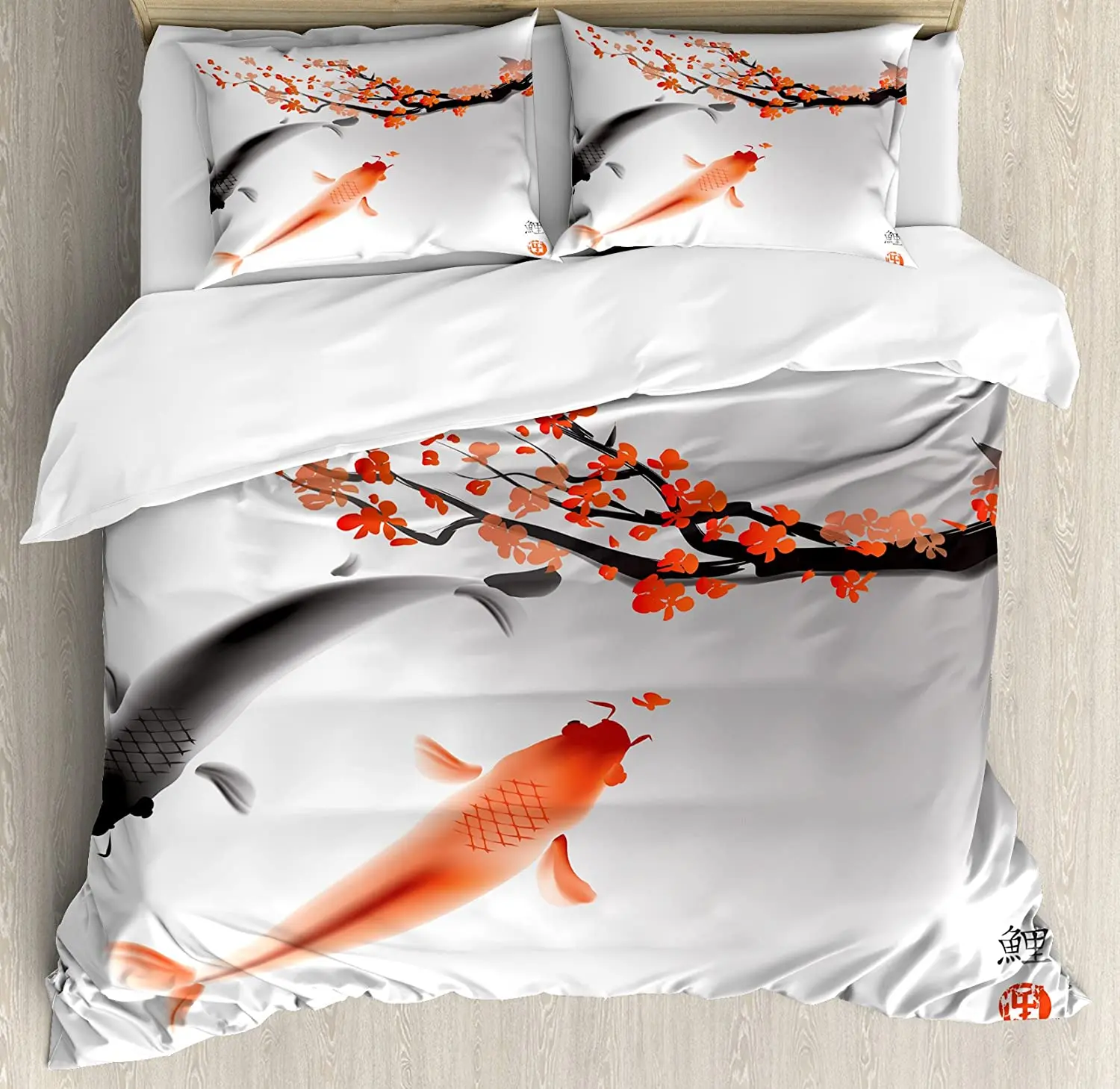 Japanese Bedding Set For Bedroom Bed Home Koi Carp Fish Couple Swimming with Cherry Bloss Duvet Cover Quilt Cover And Pillowcase
Japanese Bedding Set For Bedroom Bed Home Koi Carp Fish Couple Swimming with Cherry Bloss Duvet Cover Quilt Cover And Pillowcase