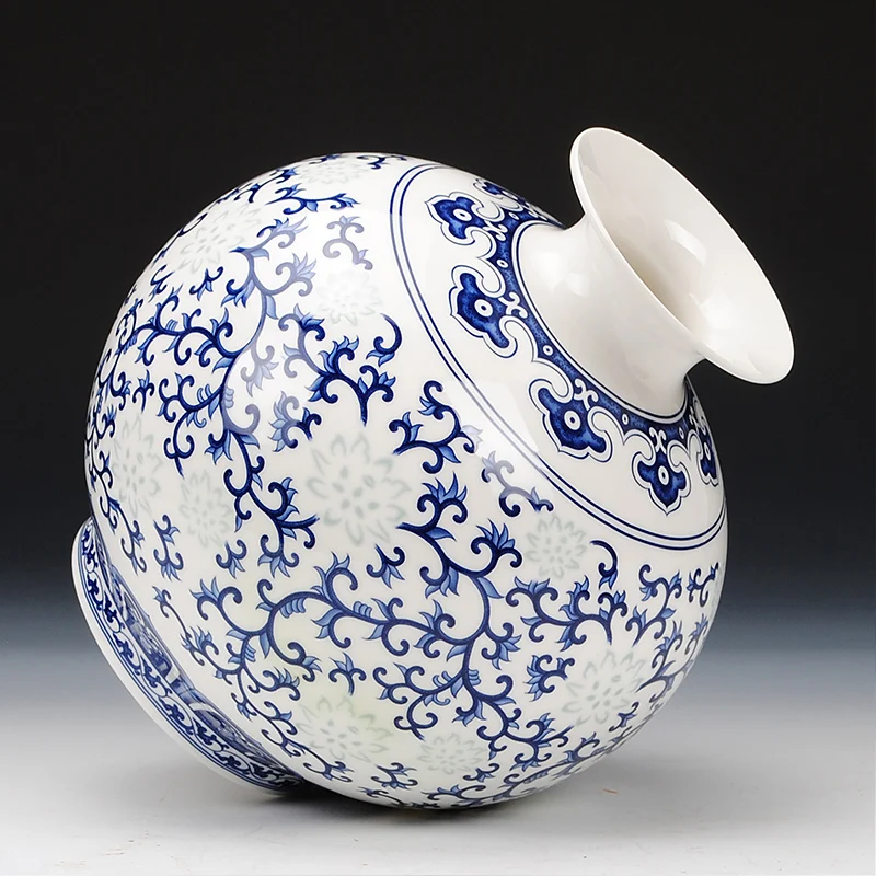 Цзиндэчжэнь фарфоровая гранатовая ваза с рисовым узором антикварная сине-белая