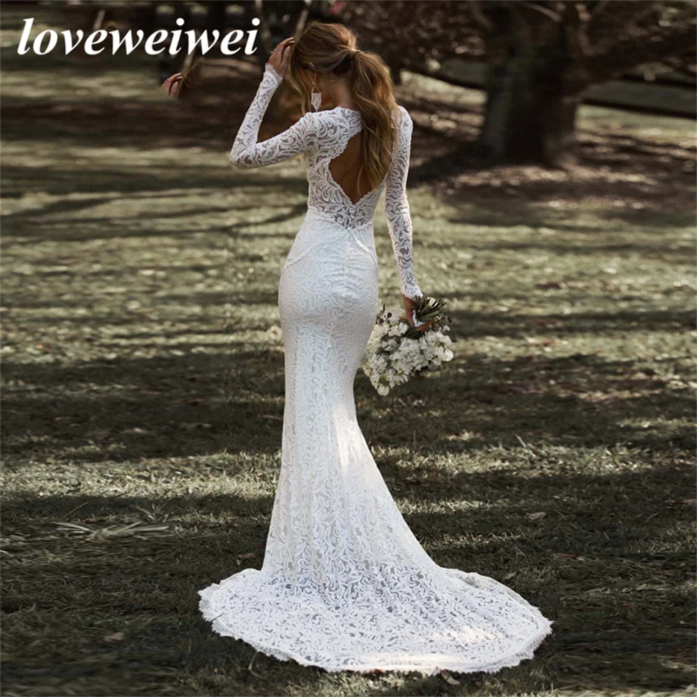 Loveweiwei Elegant Boho Wedding Dresses for Women Backless Long Sleeve Lace Bridal Gowns Mermaid Bride Dress Vestido De Noiva
Loveweiwei Elegant Boho Wedding Dresses for Women Backless Long Sleeve Lace Bridal Gowns Mermaid Bride Dress Vestido De Noiva