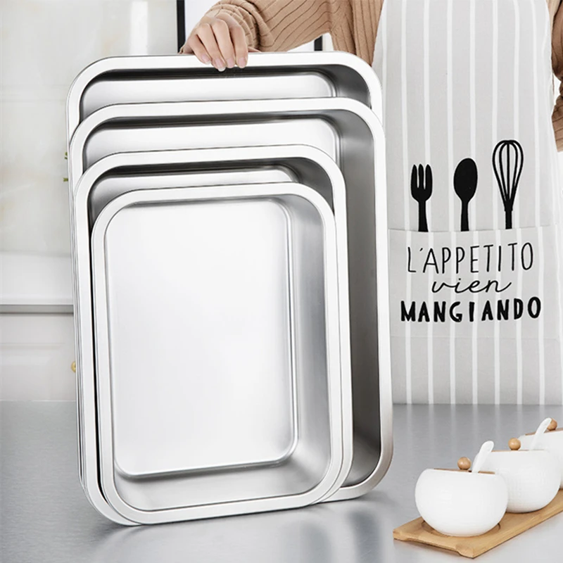 Rectangular Stainless Steel Food Tray Fruit Vegetables Storage Pans Cake Bread Biscuits Dish Bakeware Home Kitchen Plates
Rectangular Stainless Steel Food Tray Fruit Vegetables Storage Pans Cake Bread Biscuits Dish Bakeware Home Kitchen Plates