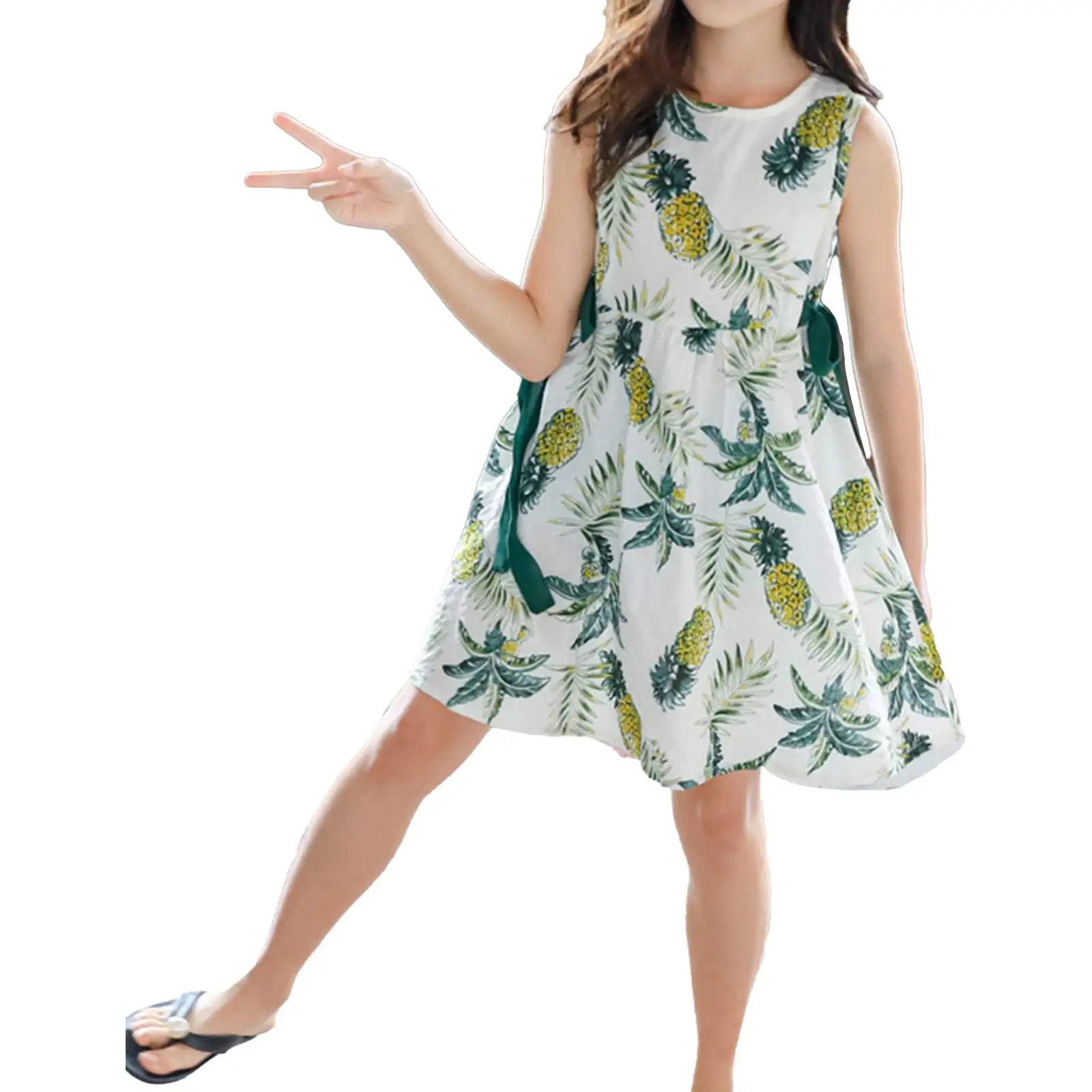 Kids Girls Tropical Leaves Print Dress Round Neck Sleeveless Double Sashes A-line Dress for Daily Casual Wear Summer dress
Kids Girls Tropical Leaves Print Dress Round Neck Sleeveless Double Sashes A-line Dress for Daily Casual Wear Summer dress