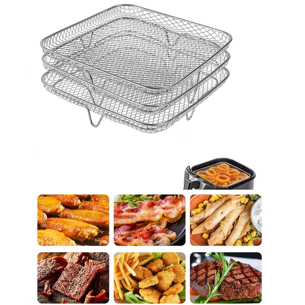 

NEW Air Fryer Rack Accessories Baking Grill Food Rack Basket Roasting Cooking Steamer Cooker Airfryer BBQ Kitchen Gadgets Tools