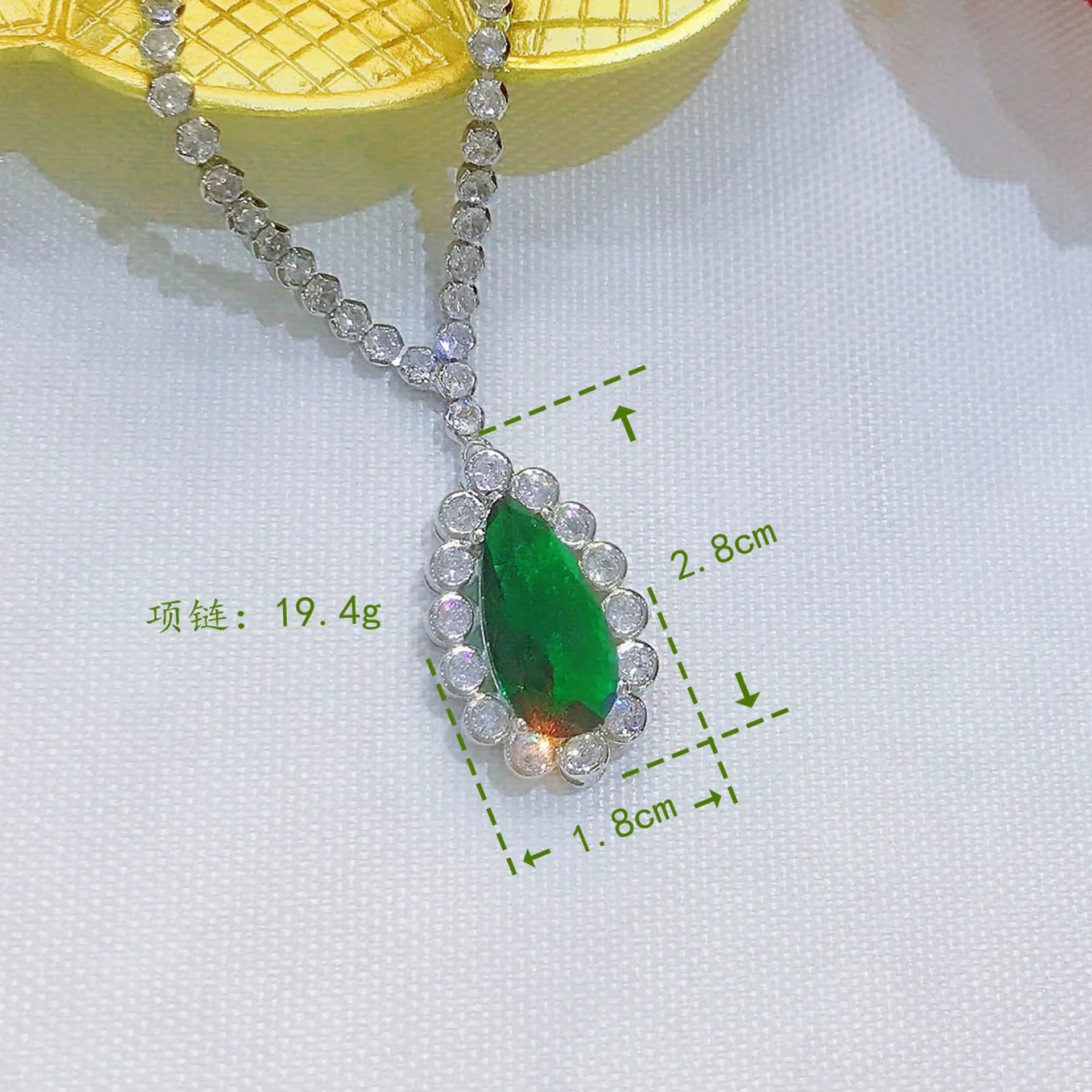 925 Sterling Silver Pear-shaped Emerald Necklace Pendant for Women Punk Origin Emerald Chains Necklaces Gemstone Pendant Female
925 Sterling Silver Pear-shaped Emerald Necklace Pendant for Women Punk Origin Emerald Chains Necklaces Gemstone Pendant Female