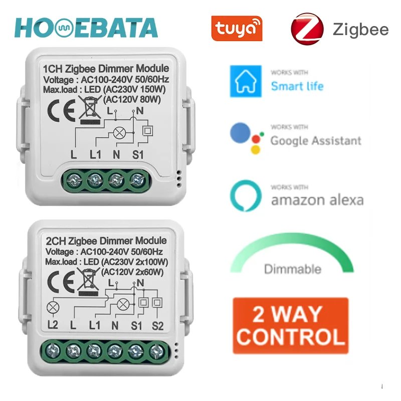 Homebata Tuya ZigBee Smart Dimmer Switch Module Support 2 Way Control Dimmable Switch Voice Control Works with Alexa Google Home
Homebata Tuya ZigBee Smart Dimmer Switch Module Support 2 Way Control Dimmable Switch Voice Control Works with Alexa Google Home