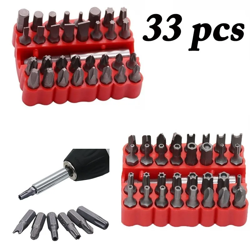 33pc Screwdriver Bit Combination Set Magnetic Extension Bit Holder Hex Plum 3/4 Claw Slotted Screwdriver Bits Set Quick Release
33pc Screwdriver Bit Combination Set Magnetic Extension Bit Holder Hex Plum 3/4 Claw Slotted Screwdriver Bits Set Quick Release