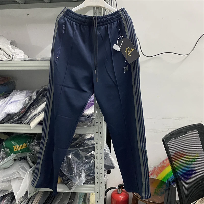 Dark Blue Needles AWGE Sweatpants Men Women Grey Stripe Butterfly High Street Narrow Track Pants Trousers
Dark Blue Needles AWGE Sweatpants Men Women Grey Stripe Butterfly High Street Narrow Track Pants Trousers