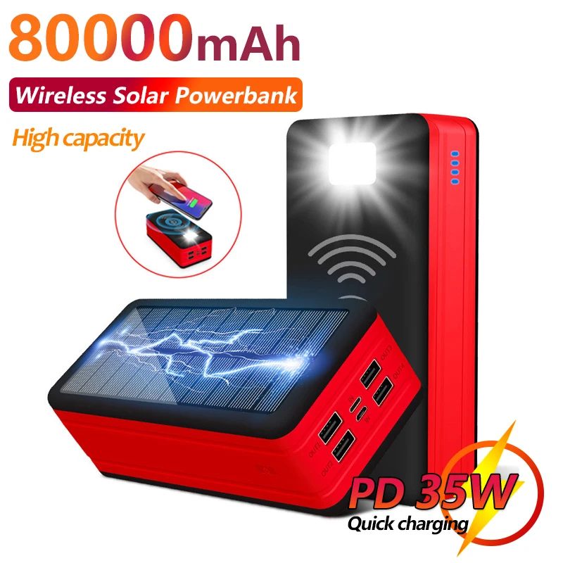 80000mah Solar Wireless Power Bank Fast Charging LED Light Portable Phone Charger External Battery For Xiaomi iPhone Samsung
80000mah Solar Wireless Power Bank Fast Charging LED Light Portable Phone Charger External Battery For Xiaomi iPhone Samsung