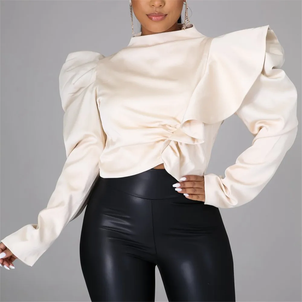 Fashion Women White Blouse Long Sleeve Solid Color Ruffled Turtleneck Loose Pullover OL Commuter Elegant Spring Fall Lady Tops
Fashion Women White Blouse Long Sleeve Solid Color Ruffled Turtleneck Loose Pullover OL Commuter Elegant Spring Fall Lady Tops