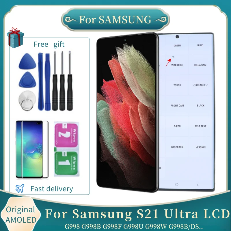 

Оригинальный дисплей S21 Ultra для Samsung Galaxy S21 Ultra 5G ЖК-экран G998B G998F сенсорный экран дигитайзер с заменой рамки