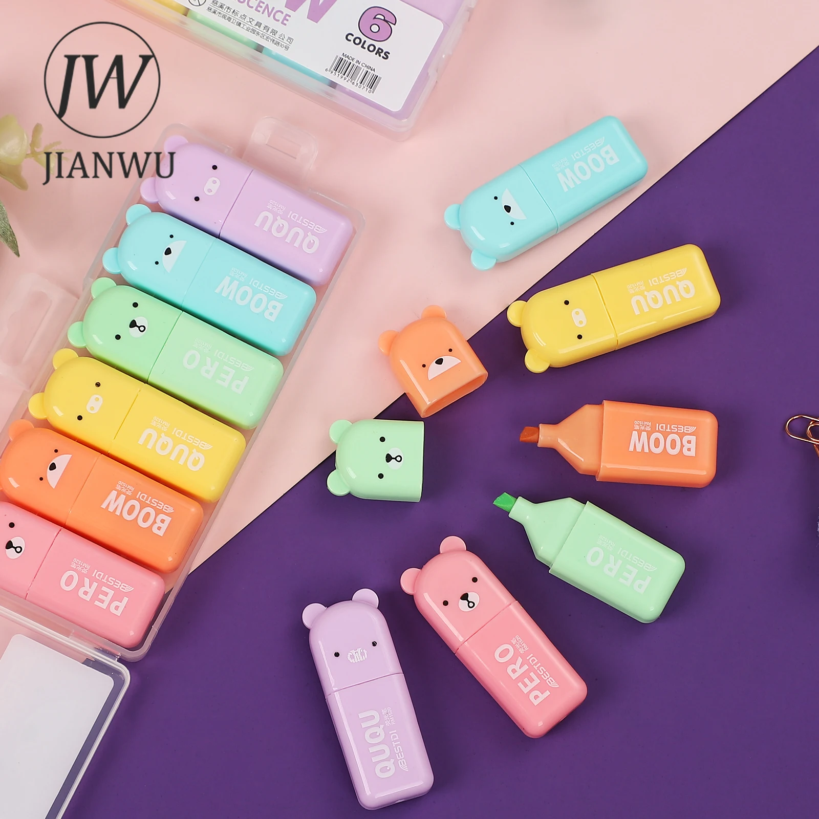 Маркер JIANWU, 6 шт./компл., с мультяшными животными, флуоресцентный, ручки, кавайные канцелярские принадлежности
Маркер JIANWU, 6 шт./компл., с мультяшными животными, флуоресцентный, ручки, кавайные канцелярские принадлежности