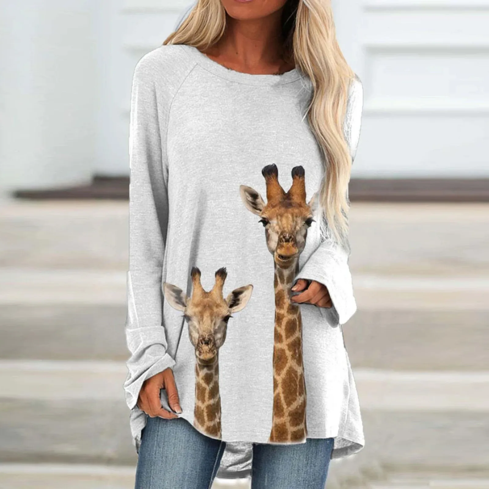 Модная женская Повседневная Свободная футболка с круглым вырезом и длинным рукавом с принтом животных, блузка, топы
Модная женская Повседневная Свободная футболка с круглым вырезом и длинным рукавом с принтом животных, блузка, топы